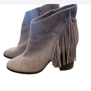 Arturo Chiang Suede Boots Reiden Fringe Tan Ankle Leather Taupe